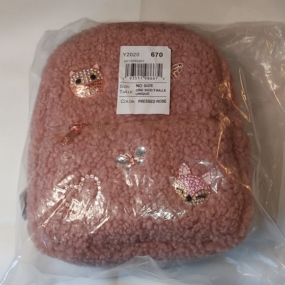 Girls Jeweled Critter Sherpa Mini Backpack - Picture 4 of 7